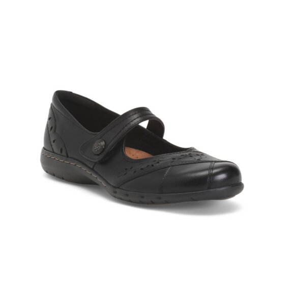 COBB HILL ROCKPORT Black Leather Petra Comfort Mary Jane Flats - Picture 1 of 2